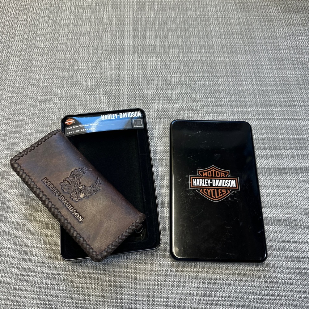 New Harley-Davidson Ride Free Trucker Wallet Eagle Brown Leather w/RFID